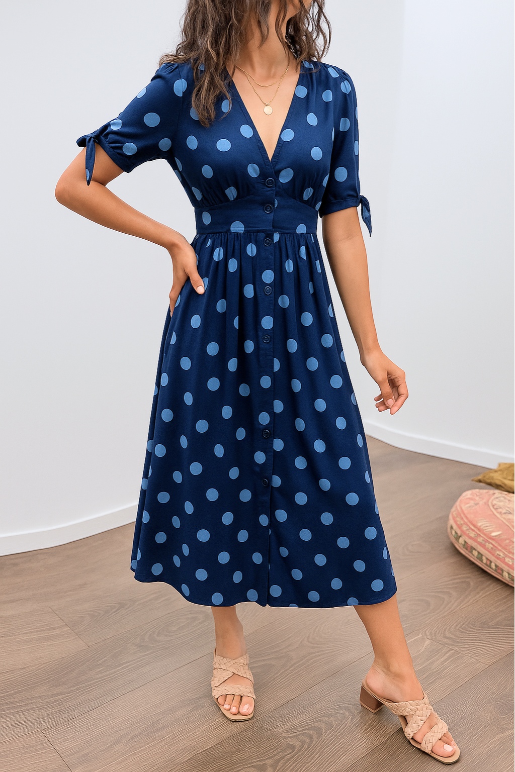 MAYA – SPOTLIGHT POLKA MIDI DRESS