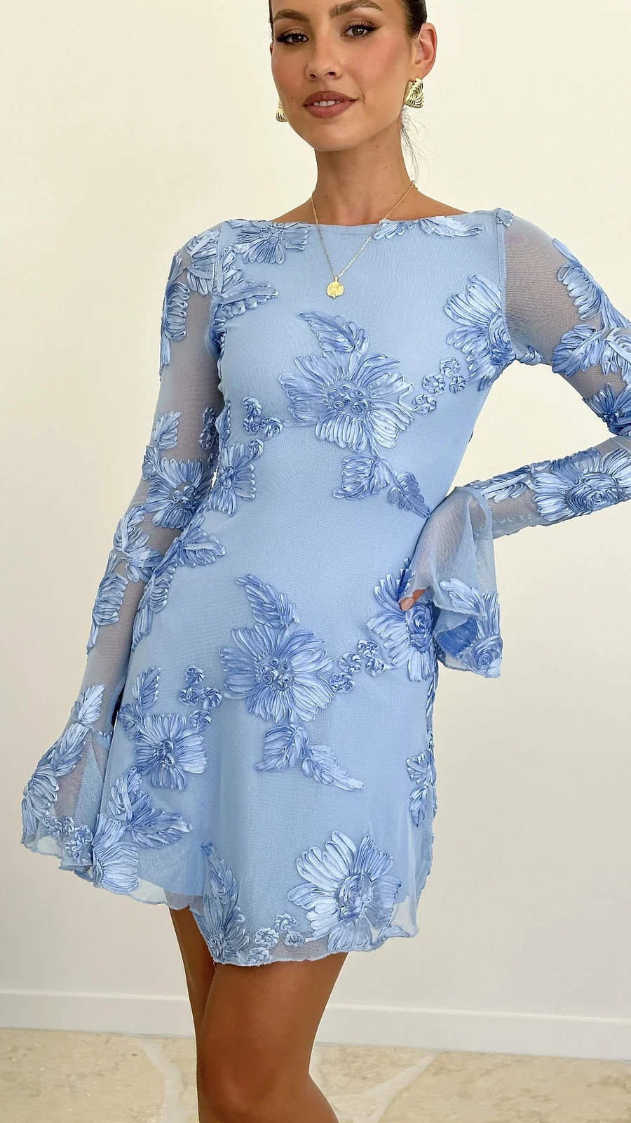Backless Printed Mini Dress