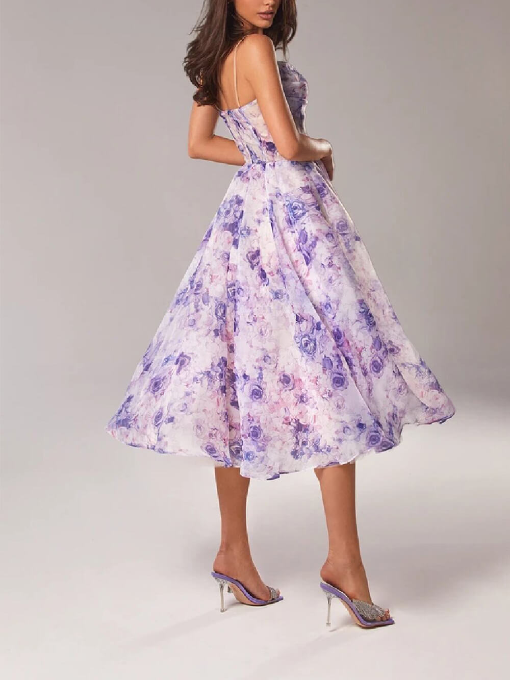 Morgan | Women's Floral Spaghetti Strap A-Line Midi Dress