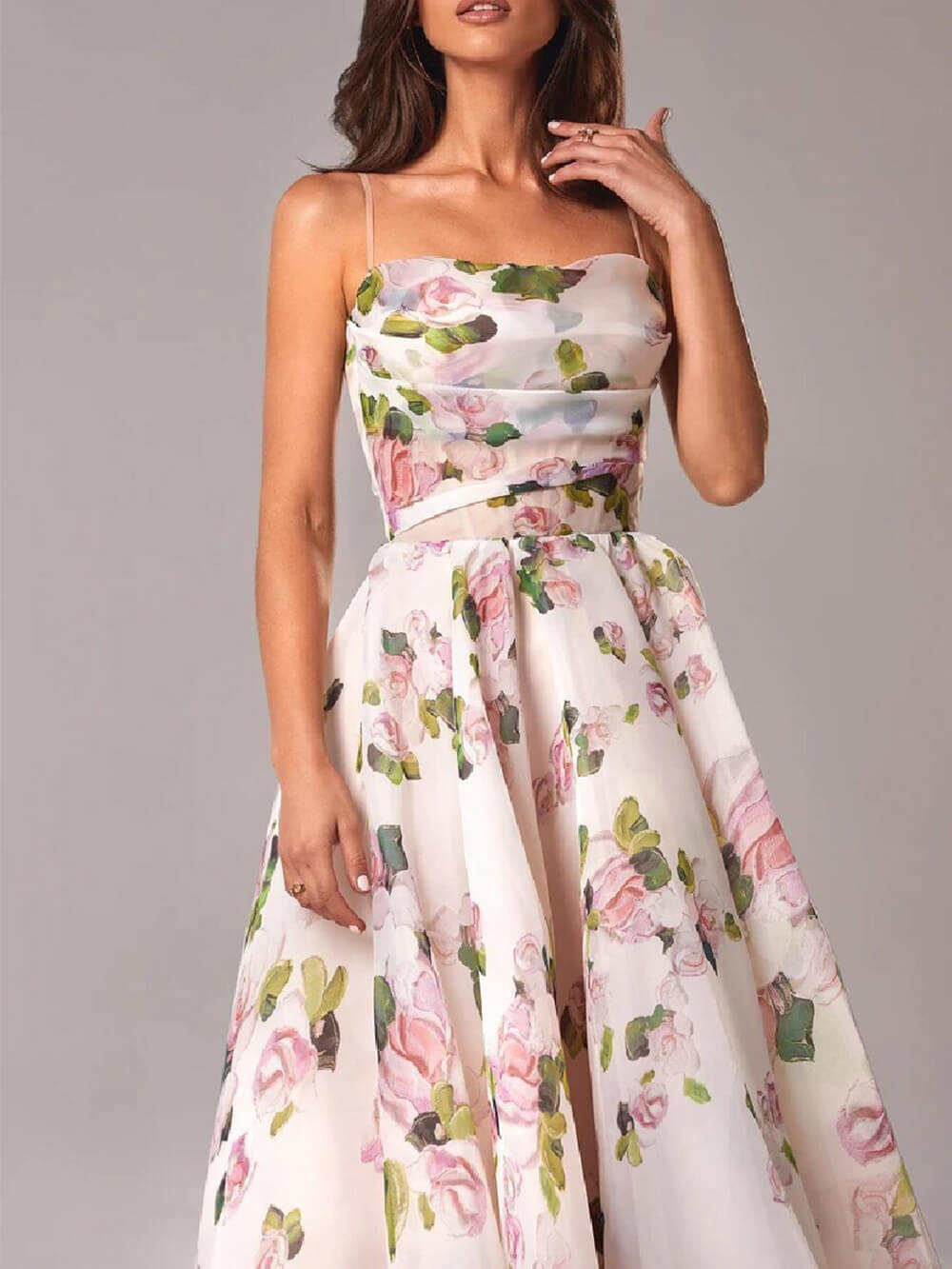 Morgan | Women's Floral Spaghetti Strap A-Line Midi Dress