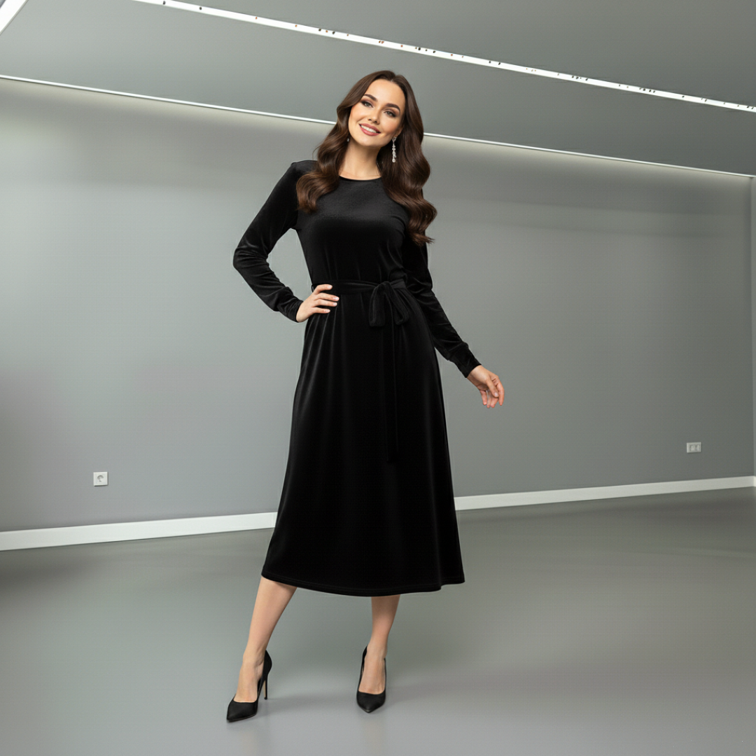 Natalia™ Elegant Suede Midi Dress