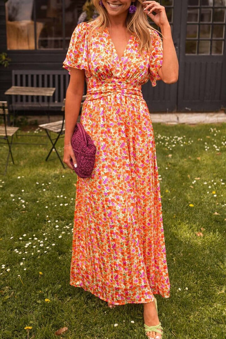Evelyn Elegant Long Dress with V-Neck