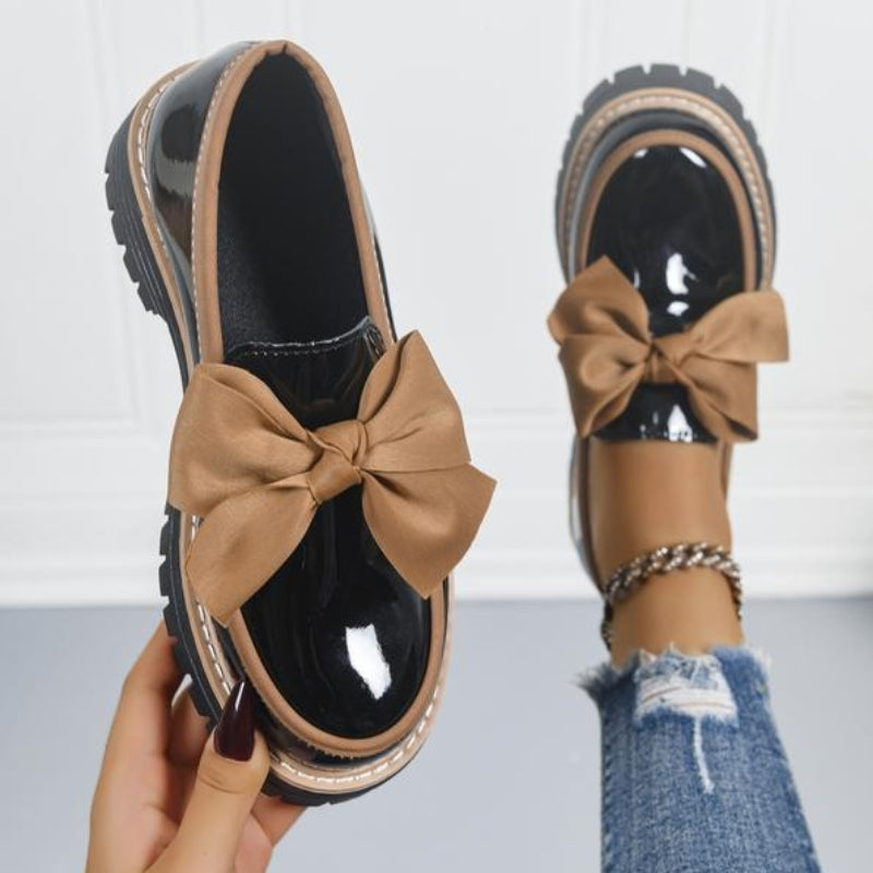 Shiny Loafers with Bow