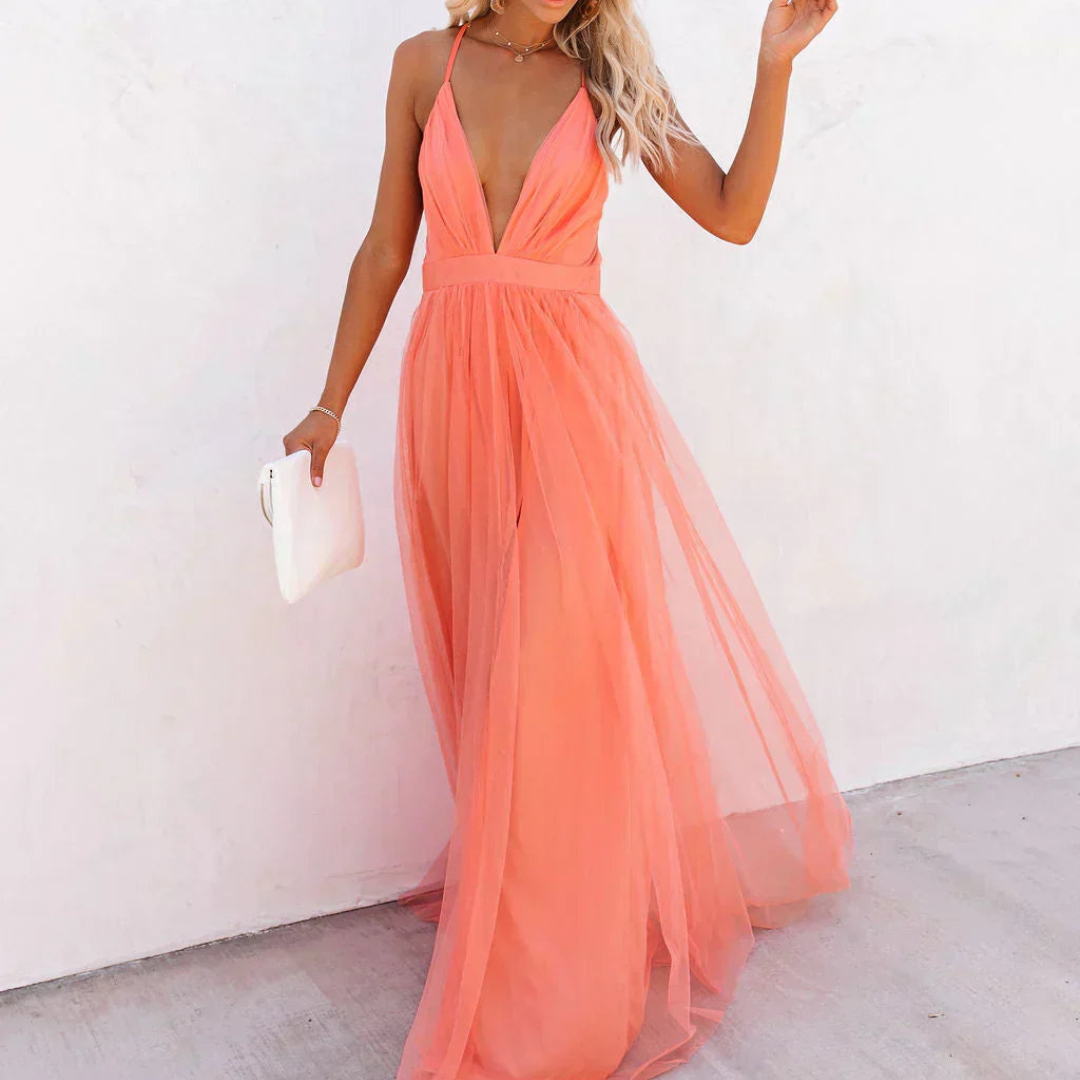 Helena™ | Maxi Dress Lumière Coral