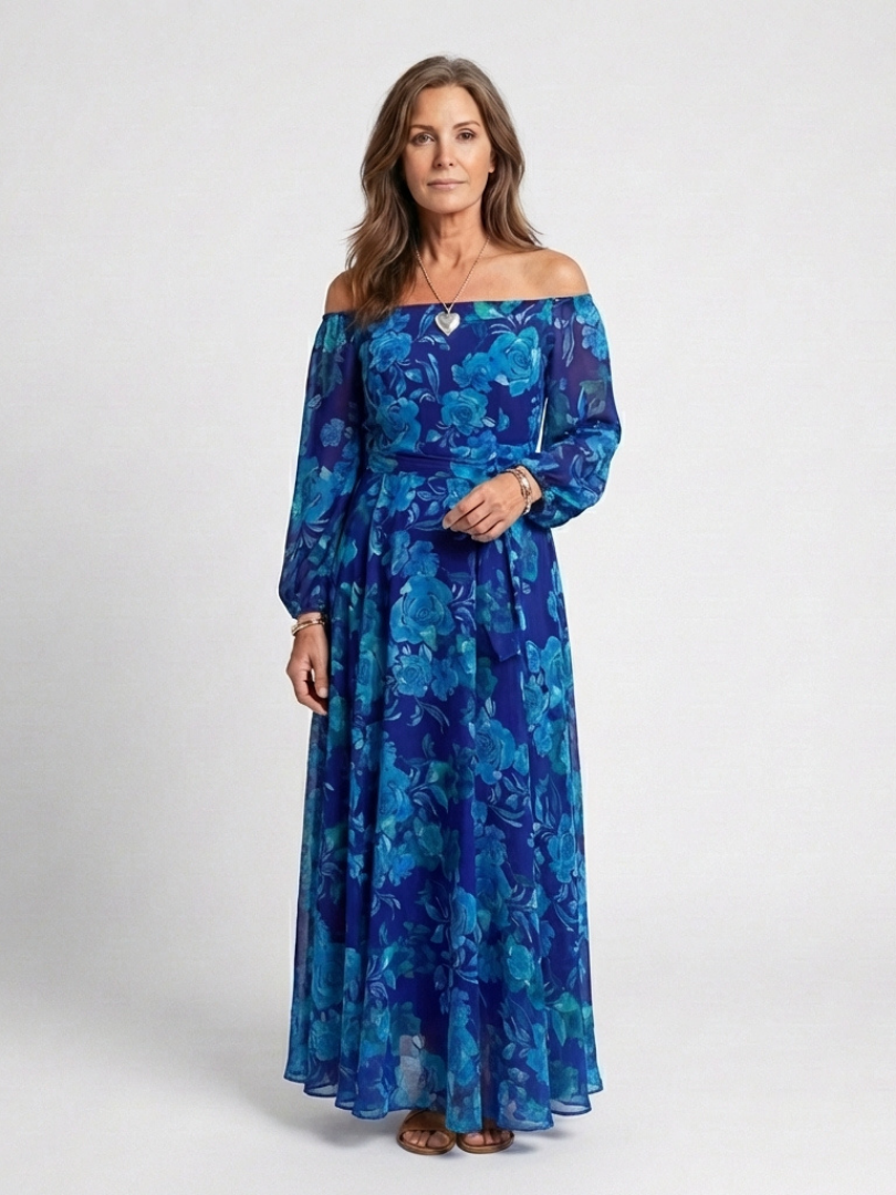 Stella & Grace™ | Off Shoulder Floral Maxi Dress