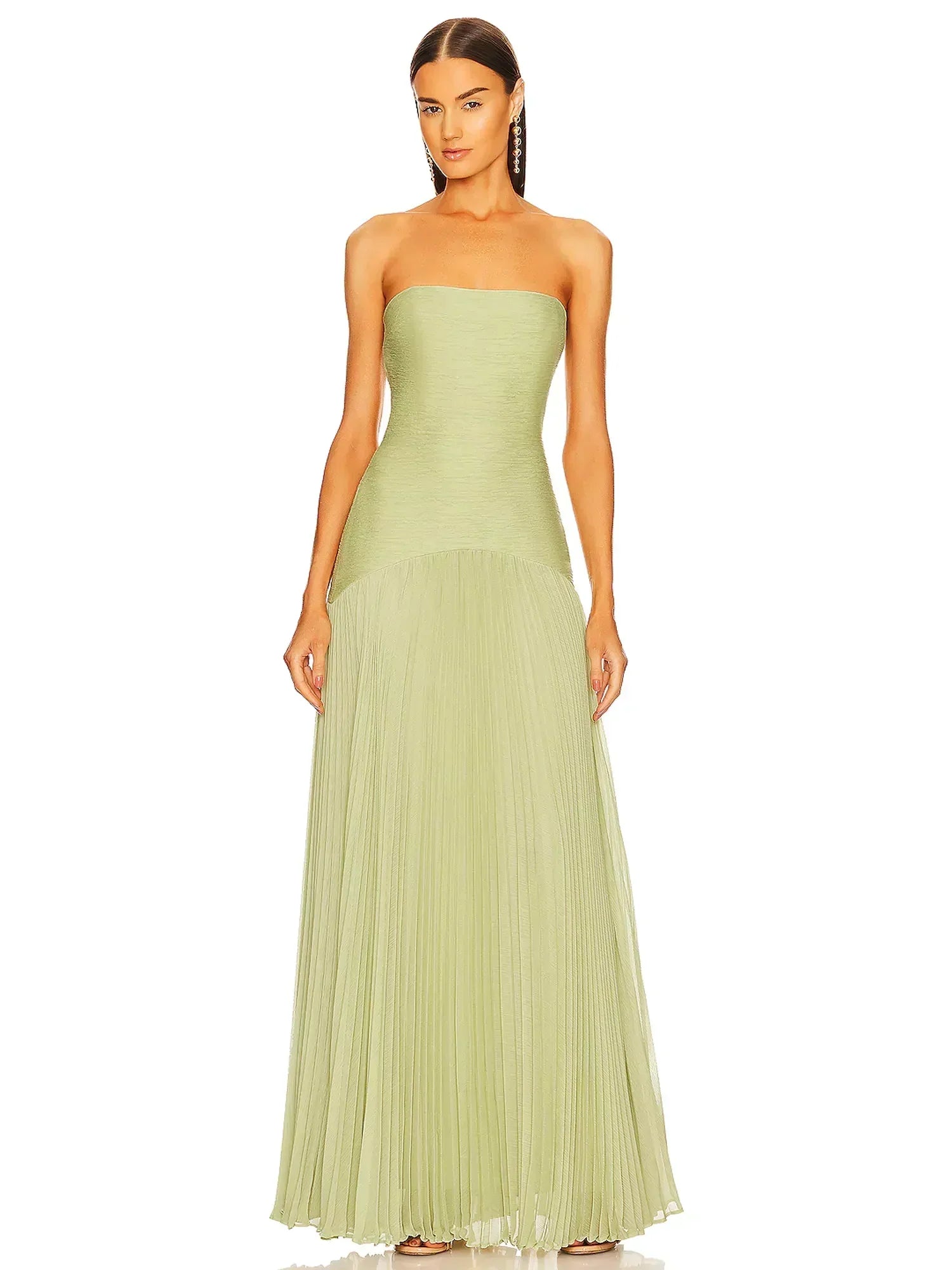 Eleanor | Women's Strapless Pleated Maxi Wedding Guest Dress