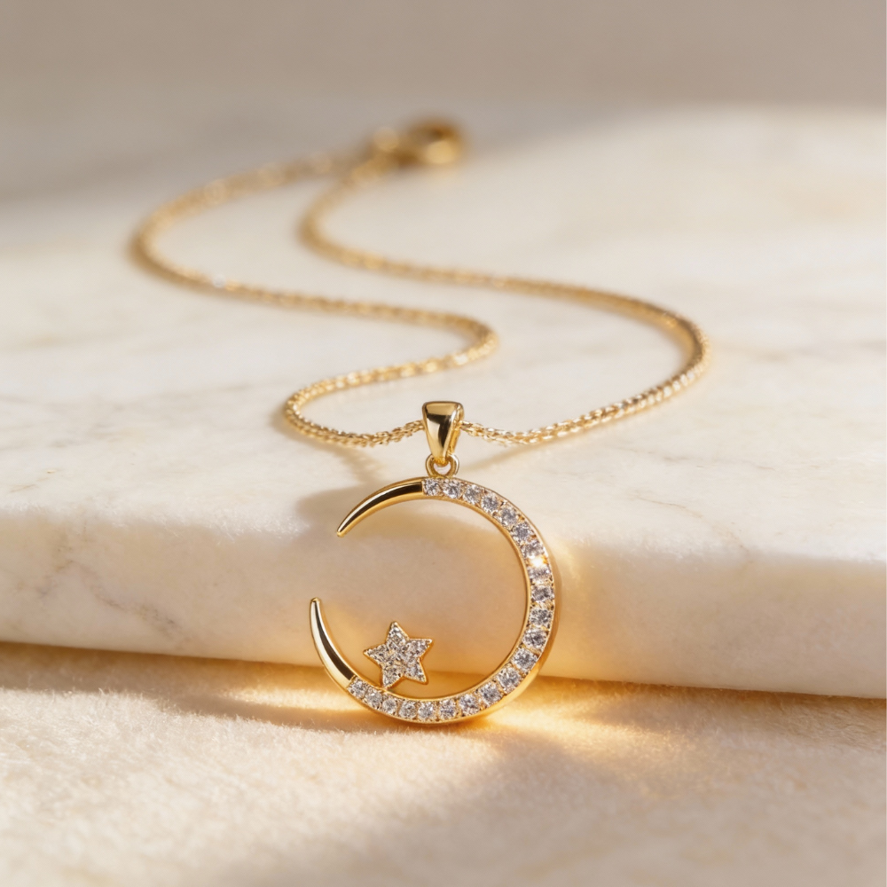 Lunara - Crystal Moon Pendant Necklace