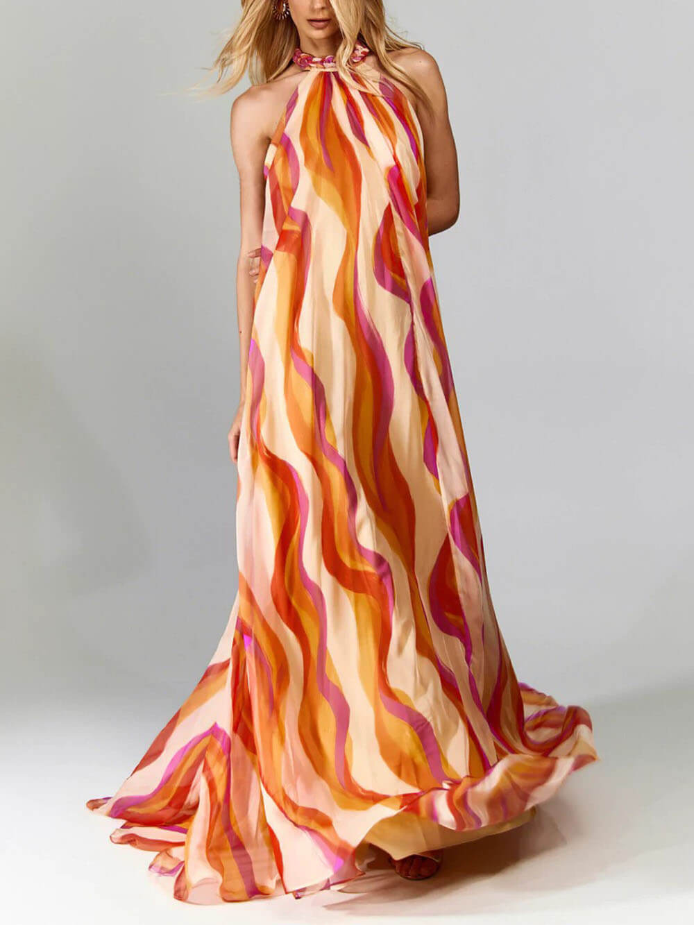 Marlyn - Backless Maxi Dress With Halter Neck