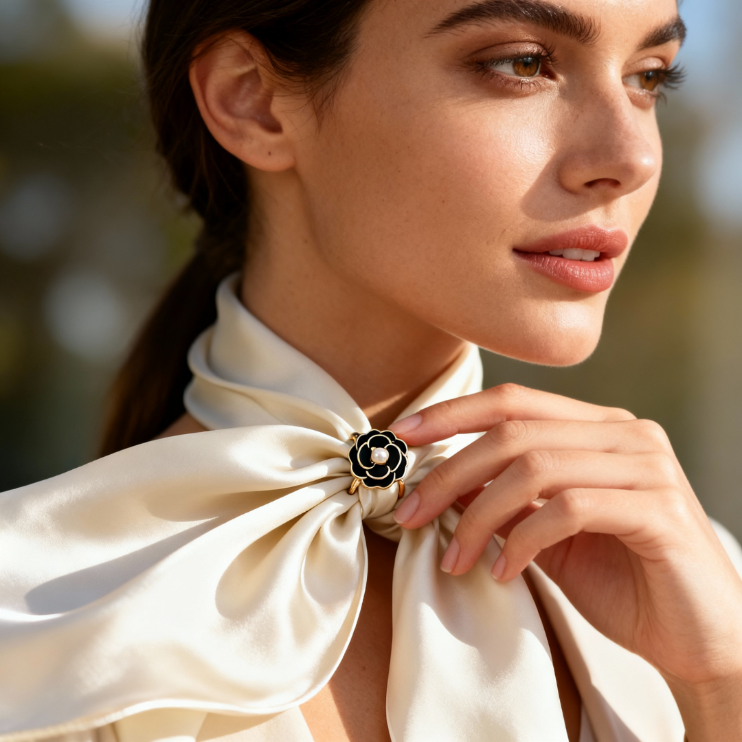 Camellune – Crystal Flower Scarf Buckle