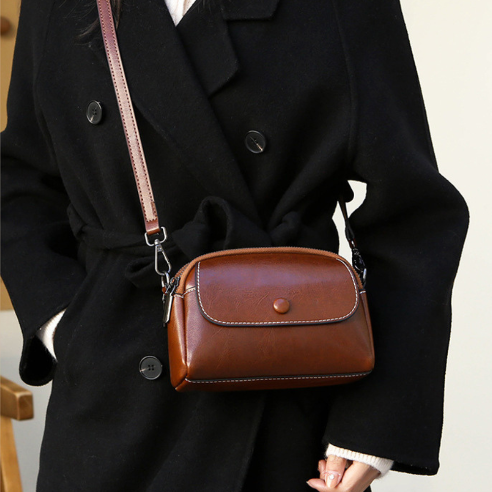 Bellana – Glossy Genuine Leather Shoulder Bag for Women