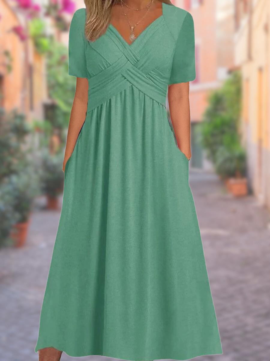 Cora - Women's Comfortable V-Neck Pocket Dress
