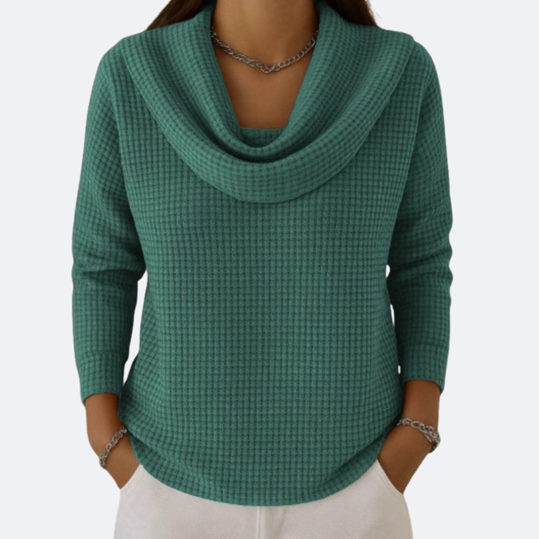 LIVIA - Soft Neck Thermal Waffle Effect Sweater