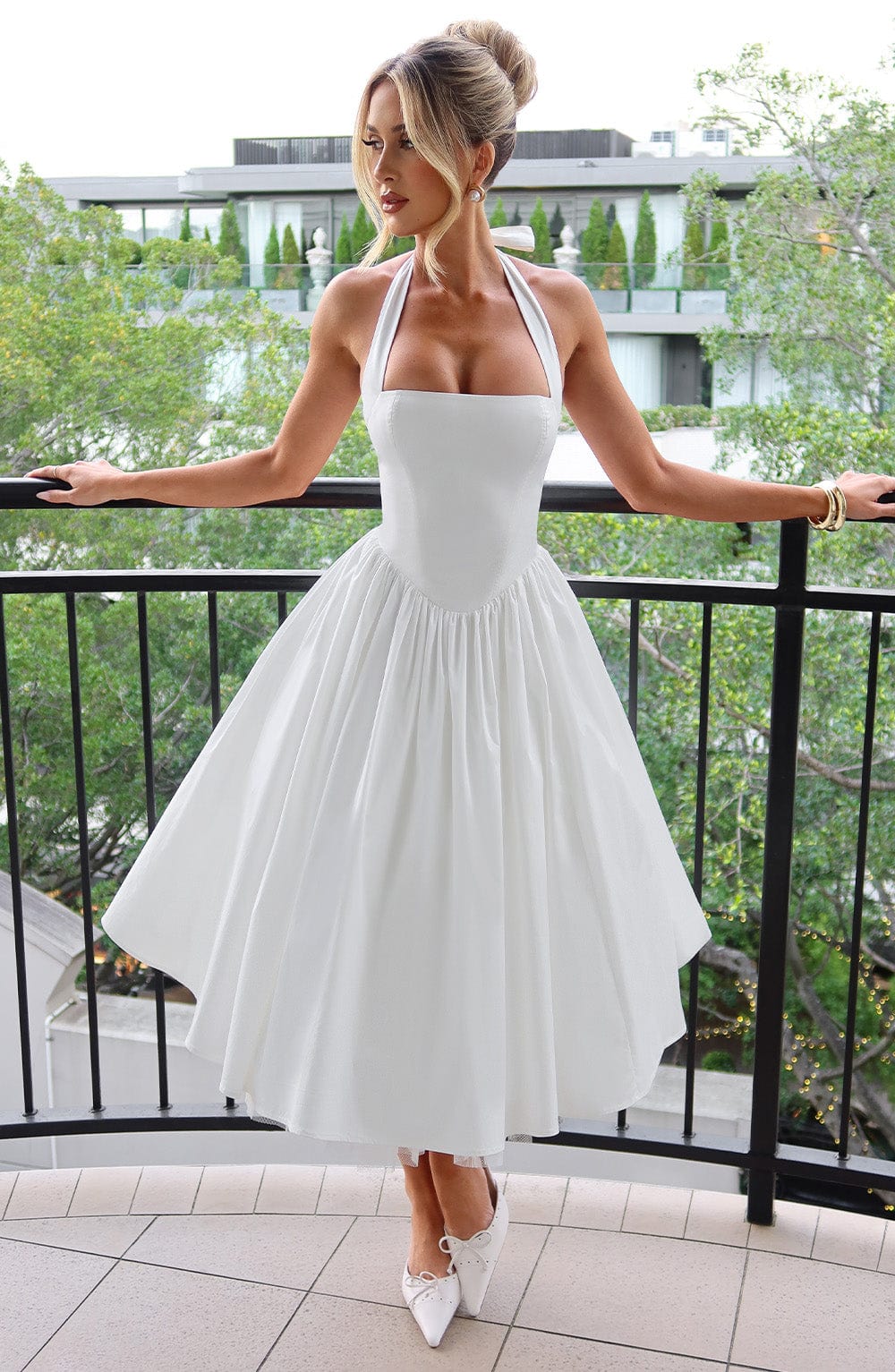 Chloe | Women’s Wedding Guest Halter Midi Dress