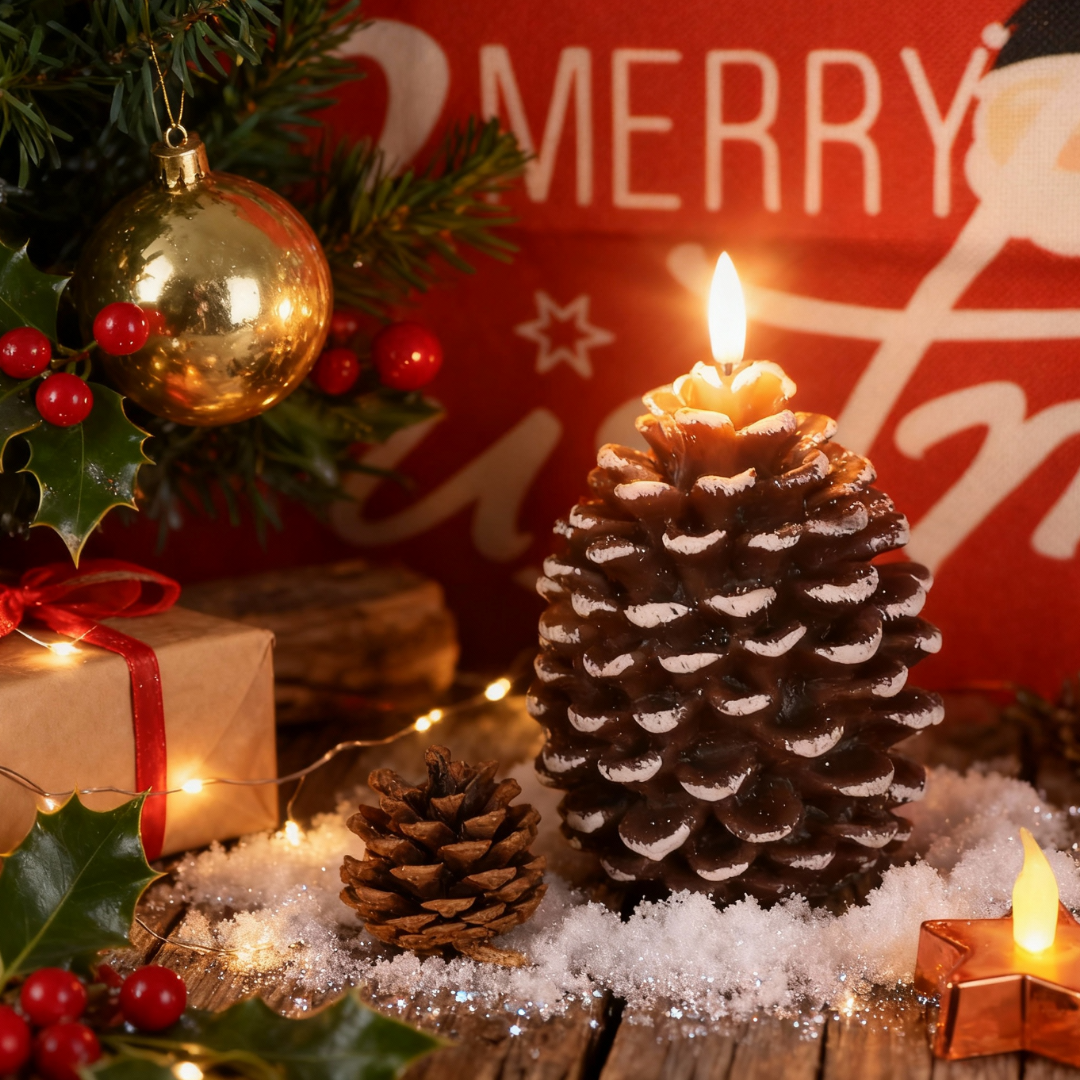 Lunapine – Flameless Pinecone Candle with Gentle Glow