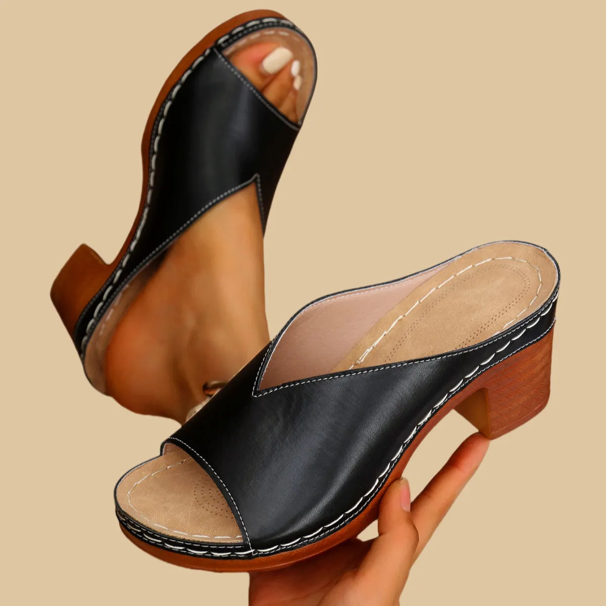 PIPER – CLASSIC OPEN-TOE BLOCK HEEL SANDALS