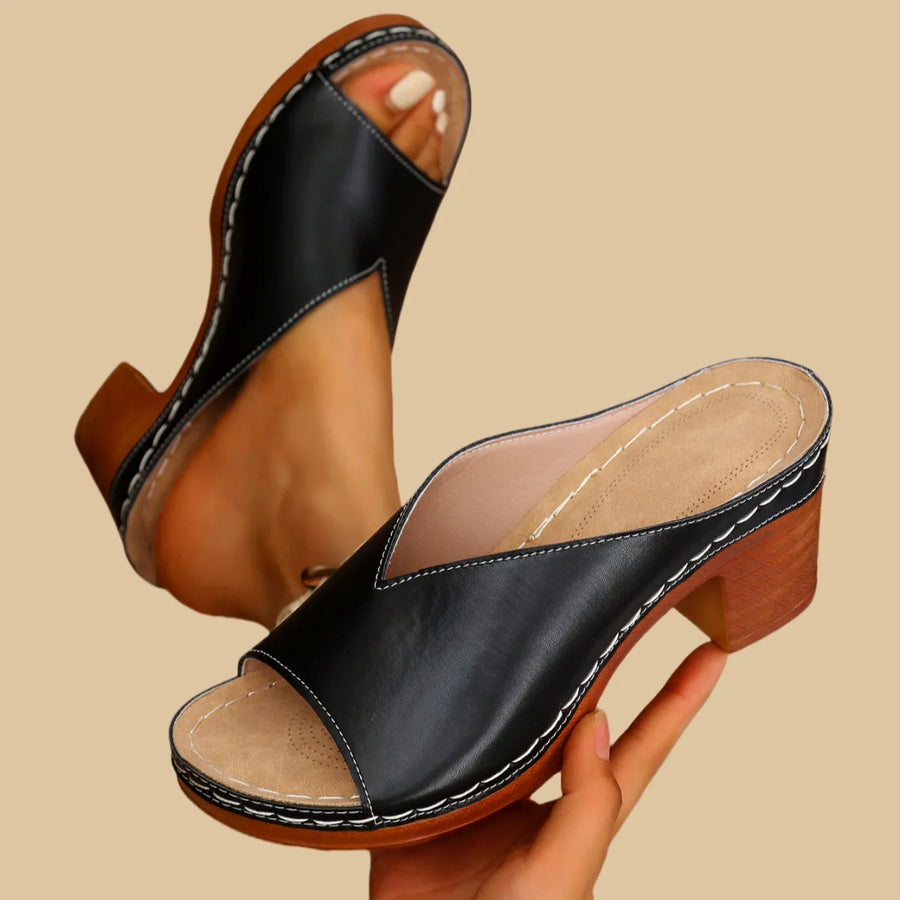PIPER – CLASSIC OPEN-TOE BLOCK HEEL SANDALS