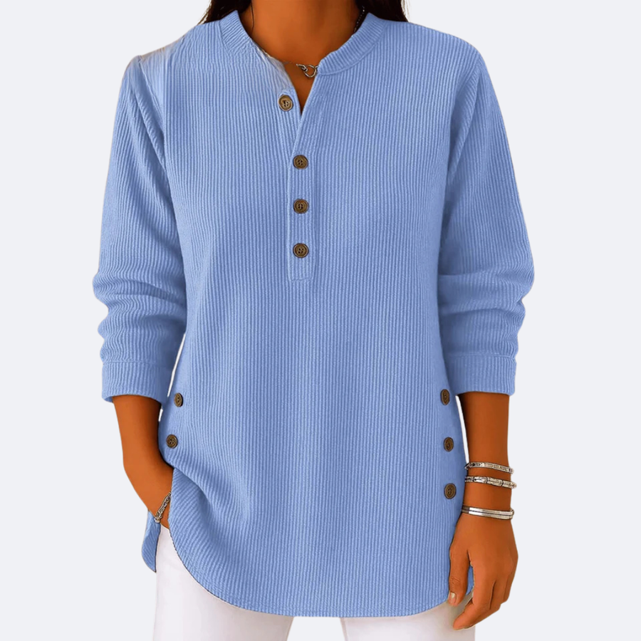 ELENA - Soft Ribbed Top with Side Buttons