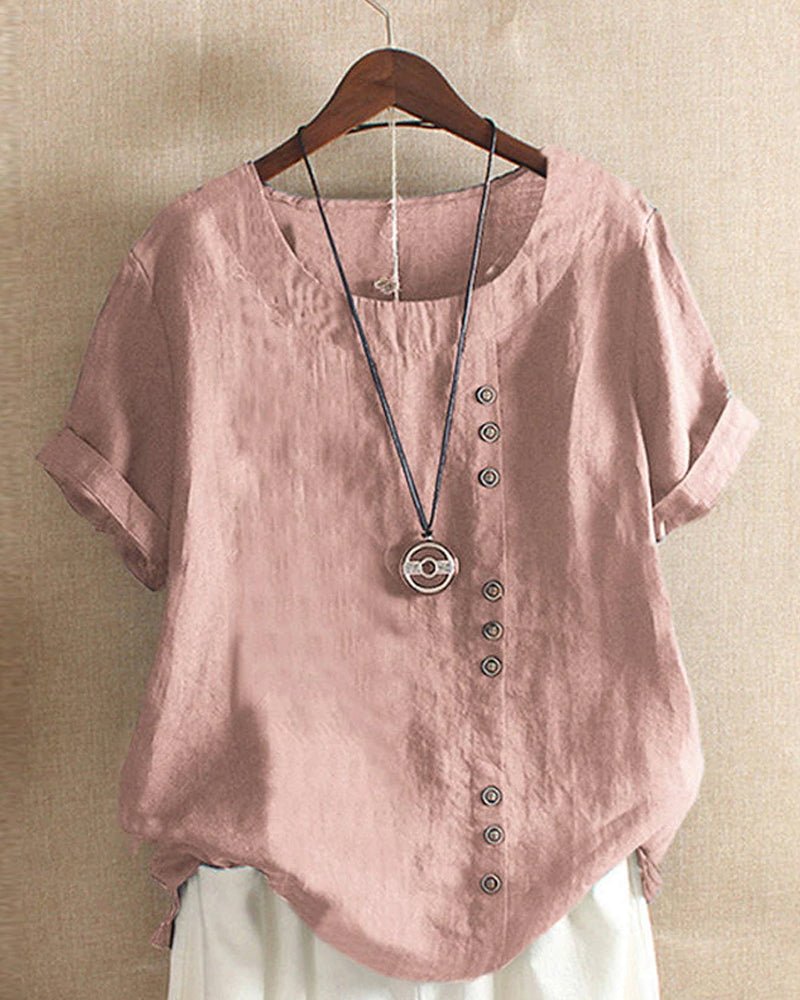 Peyton | Women’s Casual Button Detail Linen Blouse