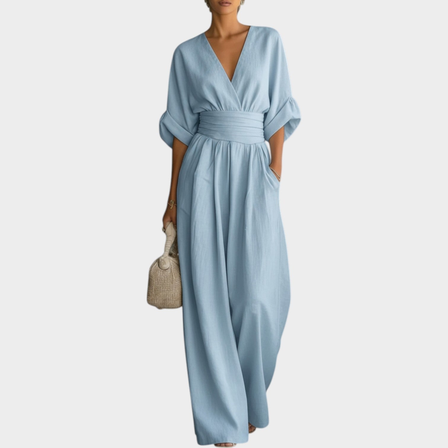 Wide Leg Draped Jumpsuit