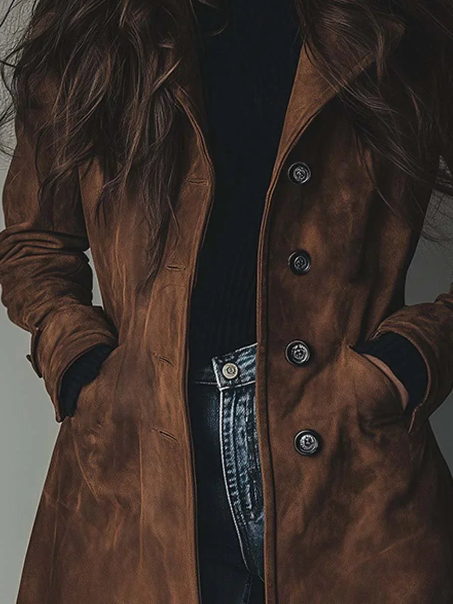 Vintage Faux Suede Trench Coat