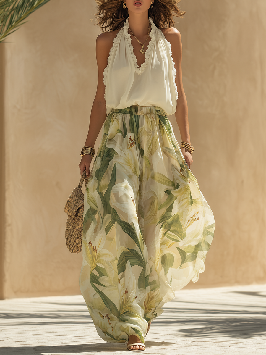 Lysandra™ | Elegant Fluid Set with Floral Print