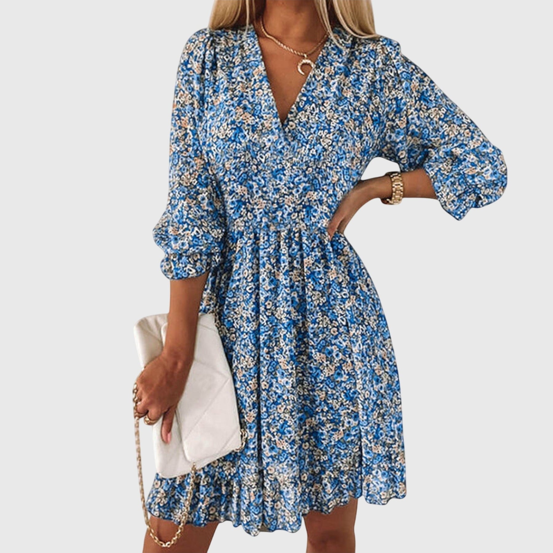 Elisa | Floral Dress with Puff Sleeves