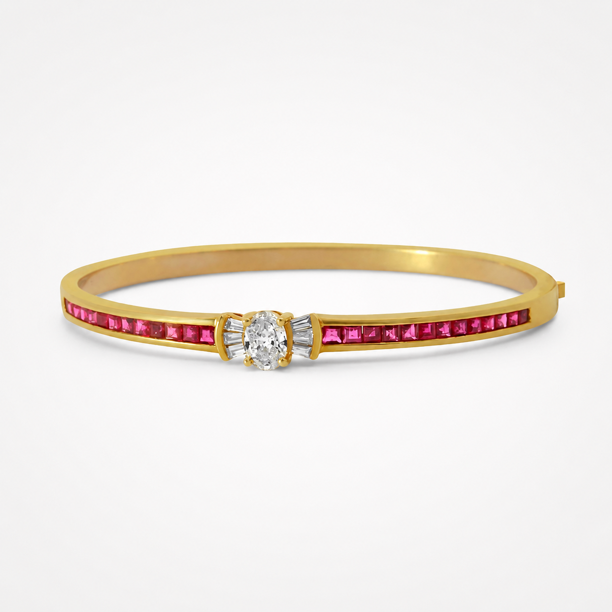 Lunavia – Bangle Bracelet with Oval Crystal Center Stone