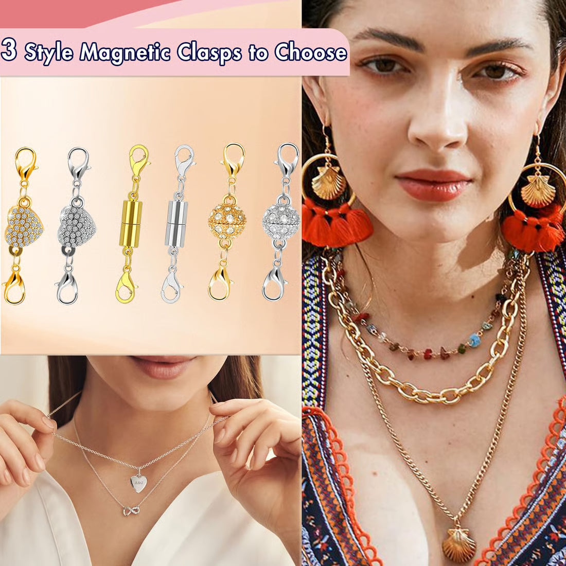 Claspella - Magnetic Necklace Clasp Connectors, 12 Pcs