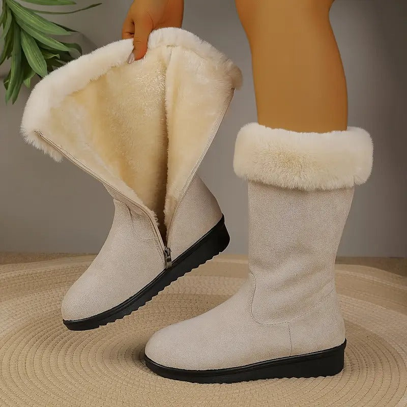 Margaery - Elegant Mid-Calf Boot With Side Zipper