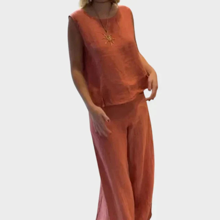Paloma | Sleeveless Bohemian Top with Matching Cropped Pants