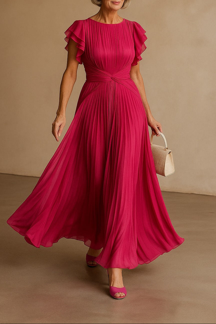 Elegant Pleated Evening Dress - Timeless High Fashion