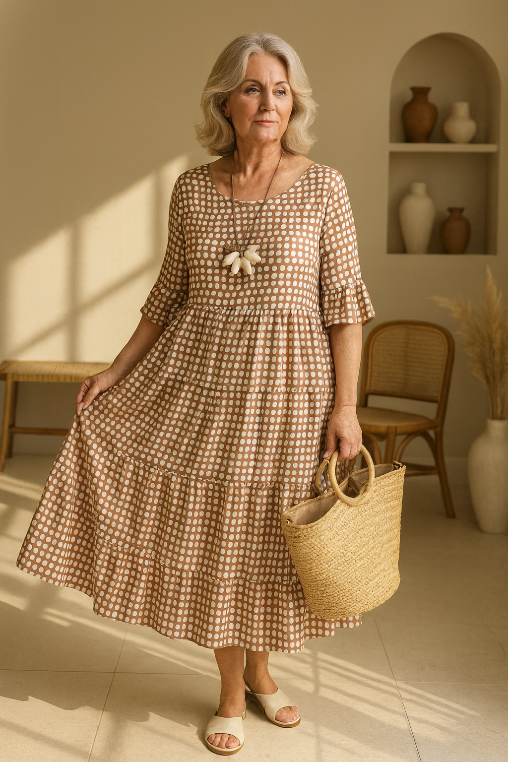 IRIS | SABLE MIDI DRESS WITH SHORT SLEEVES