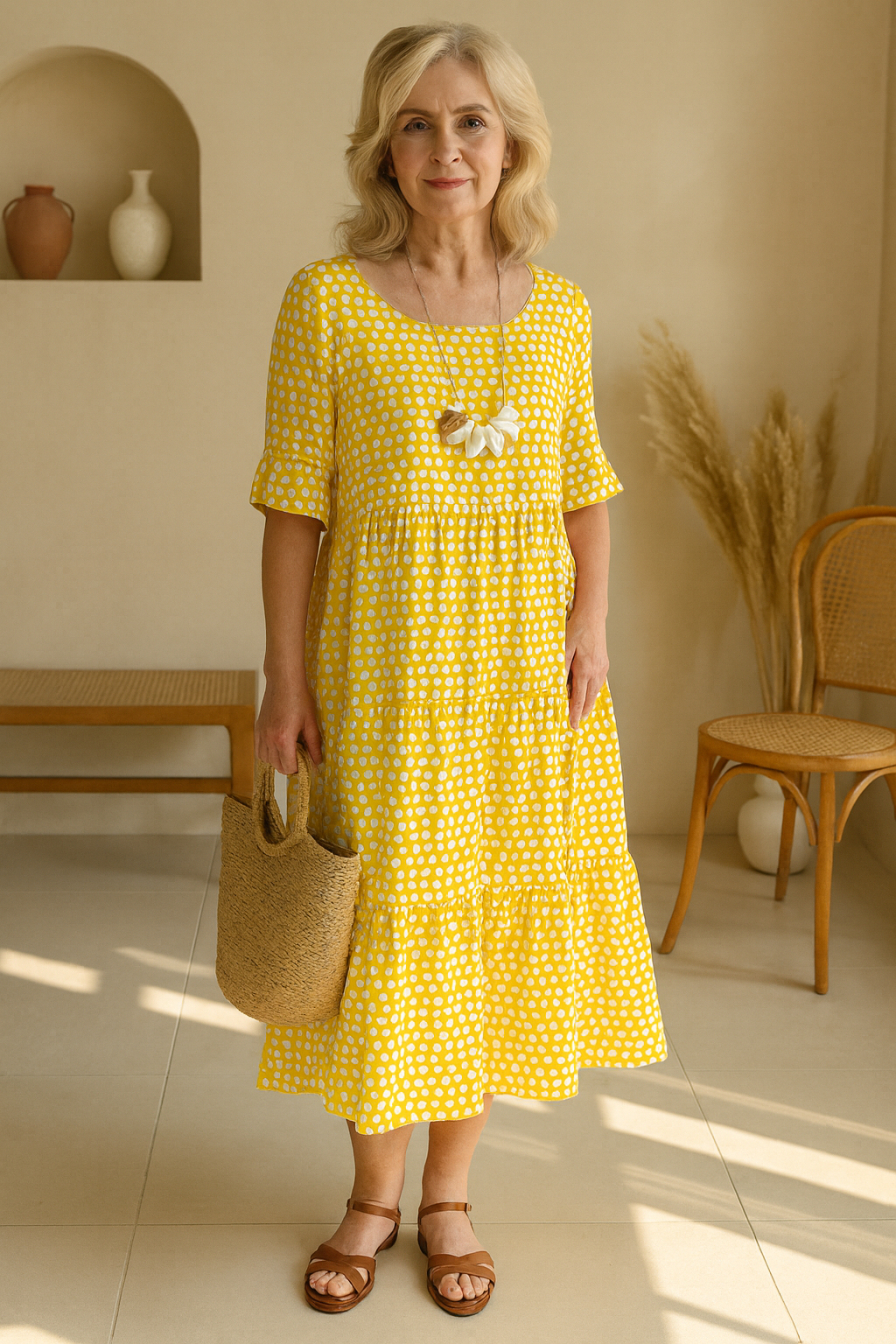 IRIS | SABLE MIDI DRESS WITH SHORT SLEEVES