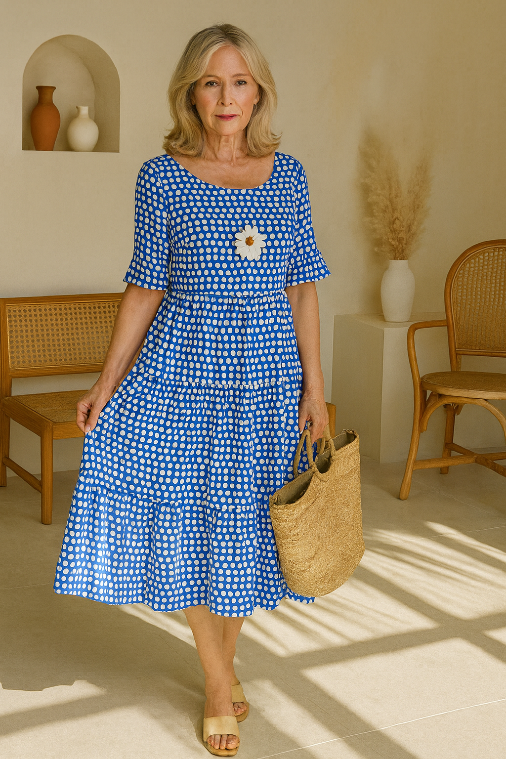 IRIS | SABLE MIDI DRESS WITH SHORT SLEEVES