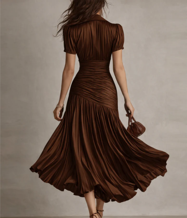 Adria | Retro Striped Midi Satin Dress
