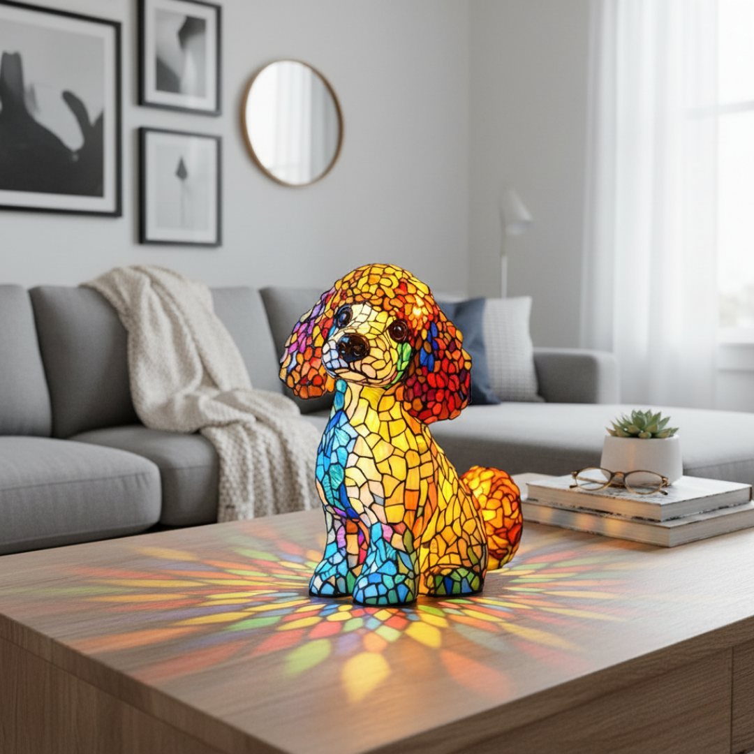 Poodle | Glass Painting Lamp