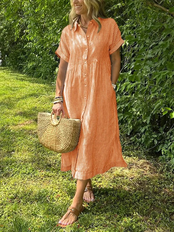 CLAIRE – EFFORTLESS STRIPED SHIRT DRESS