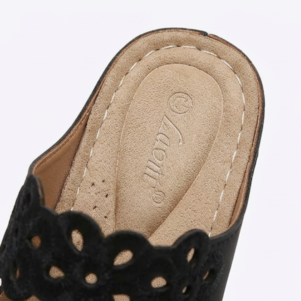 BreezeWalk – Cushioned Floral Wedge Sandals