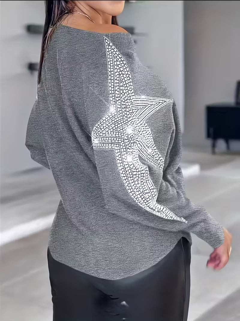 Bernardino - Elegant Long Sleeve Sweater With Star Print