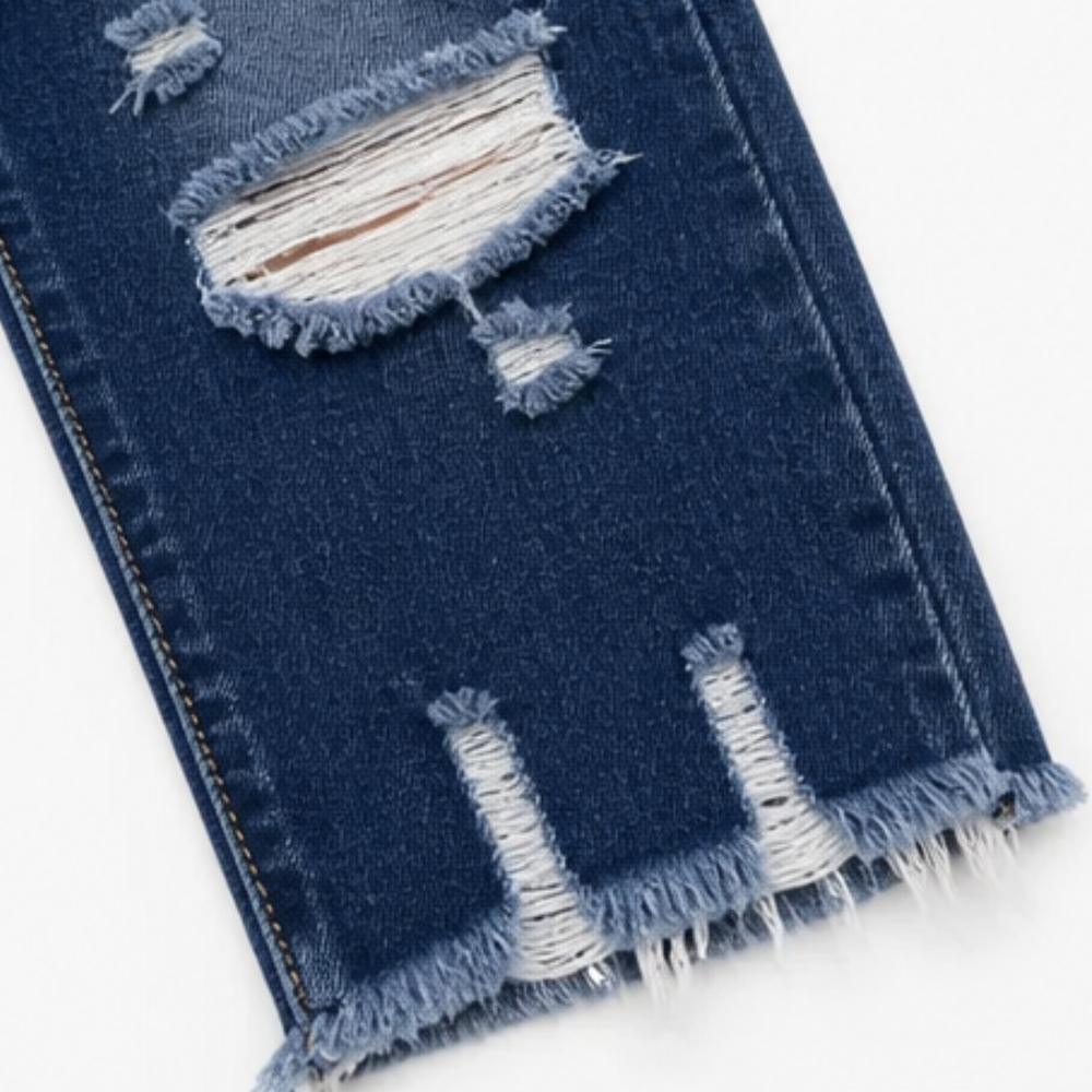 Delina – Women's Soft Cotton Frayed-Hem Capri Jeans