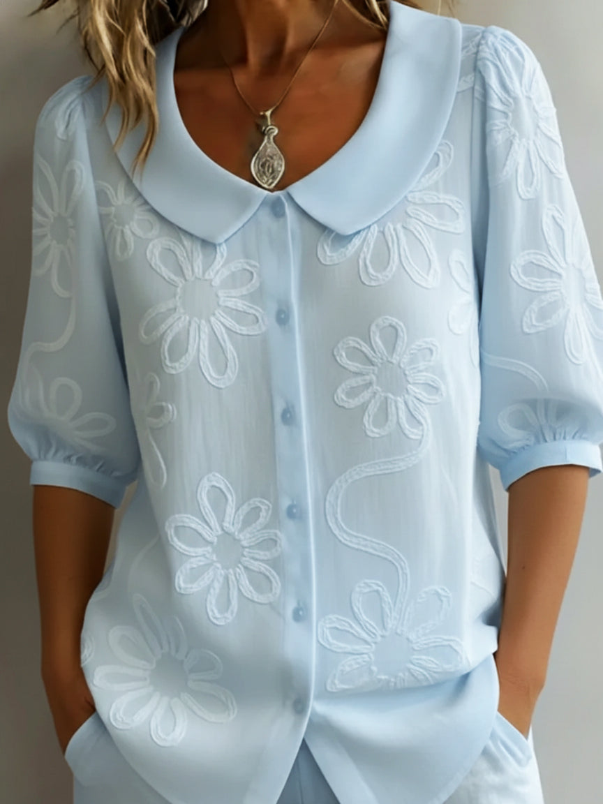 Aurélie™ | Lightweight Floral Blouse, Natural Elegance