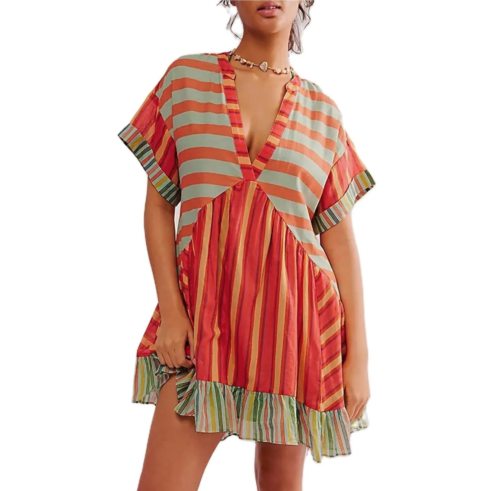 Bohemian Dress V-Neck - Timeless Elegance