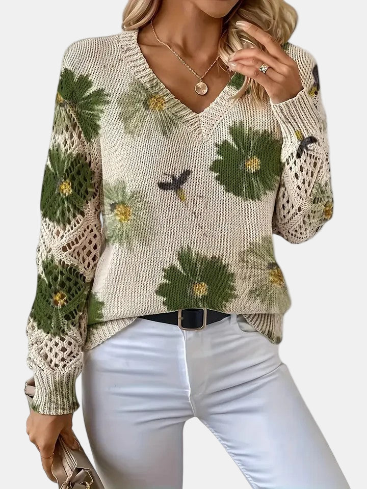 BRIANNA – BLOOMING CHIC KNIT SWEATER