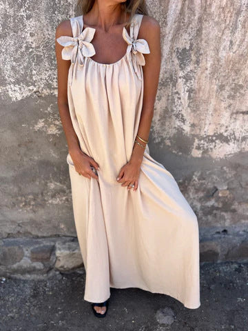 Floral Dress with U-Neckline - Timeless Elegance