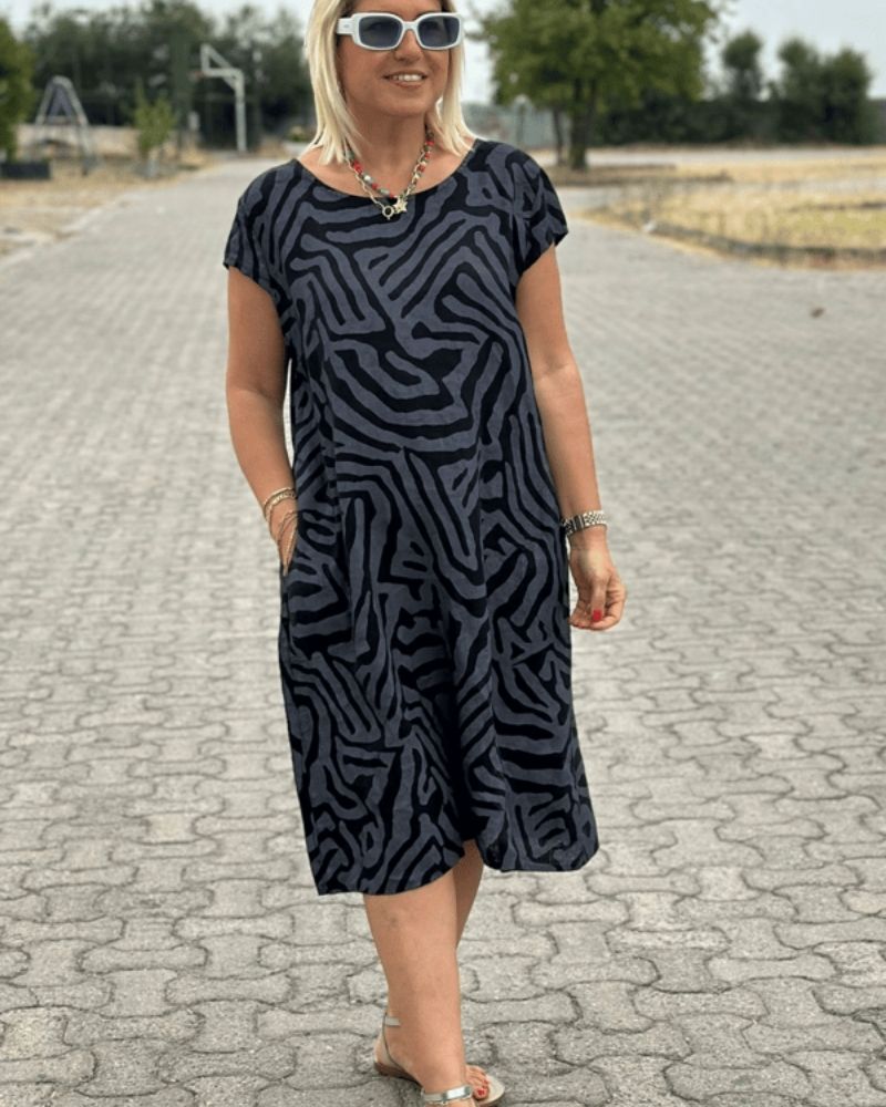 Nelia™ | Printed Summer Dress with Round Neckline
