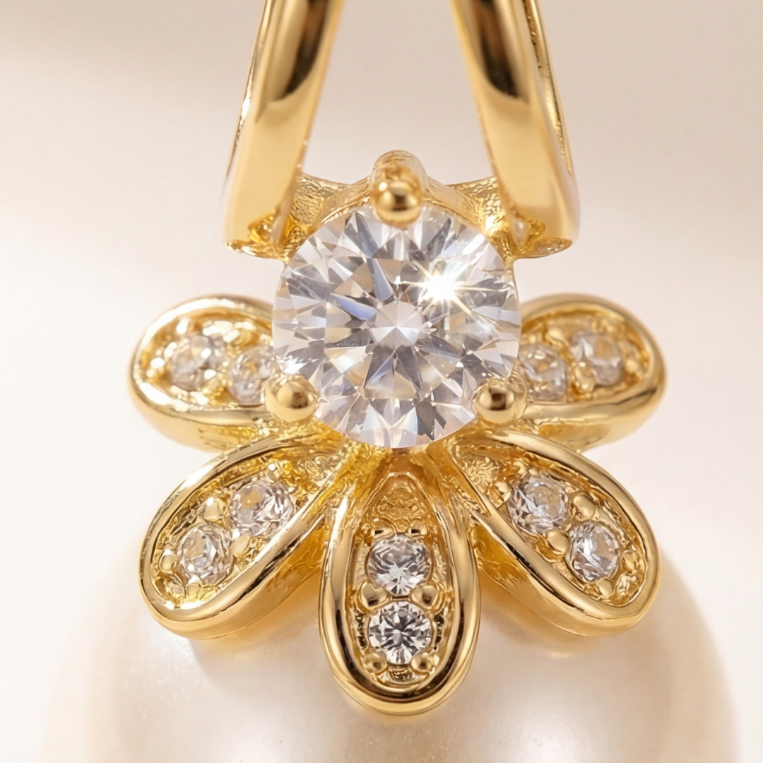 Florenza – Sparkling Pearl Drop Earrings