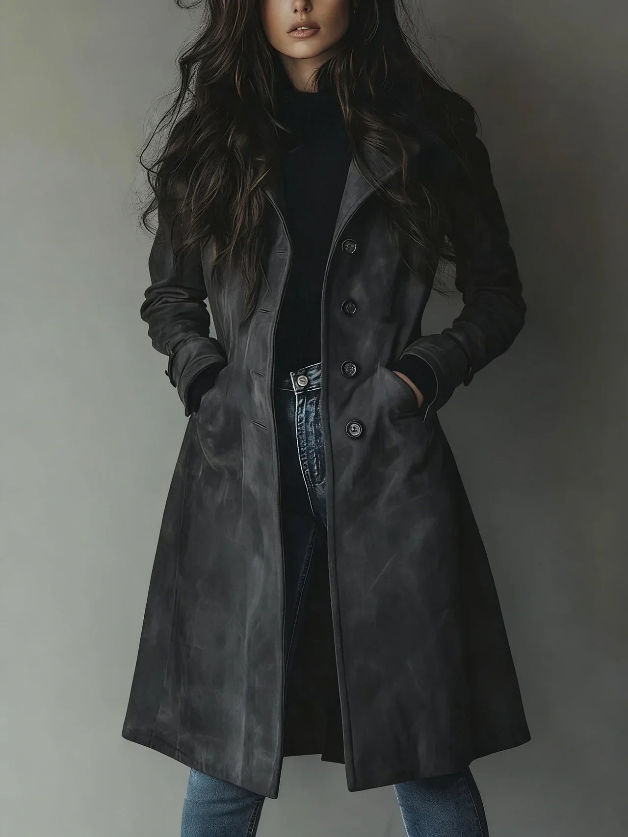 Vintage Faux Suede Trench Coat