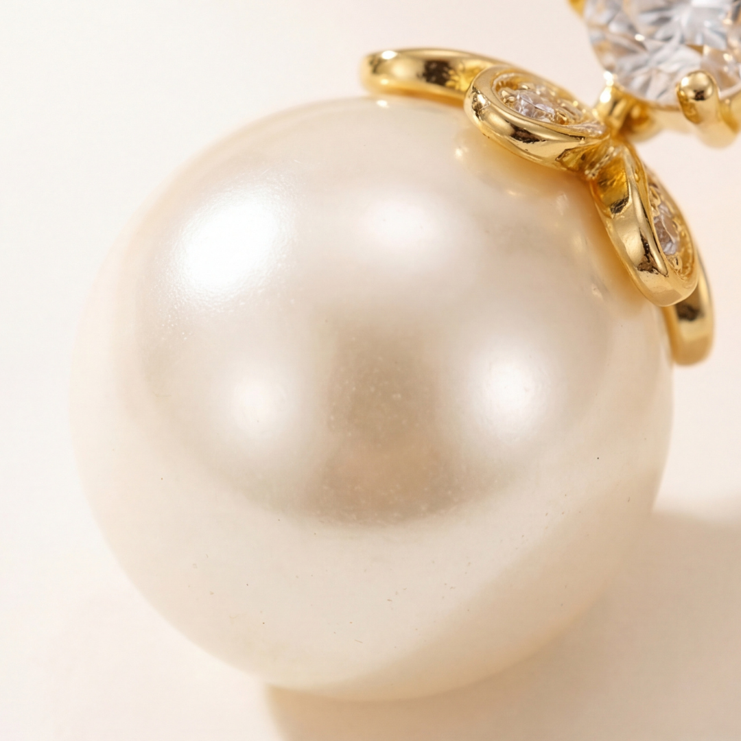 Florenza – Sparkling Pearl Drop Earrings