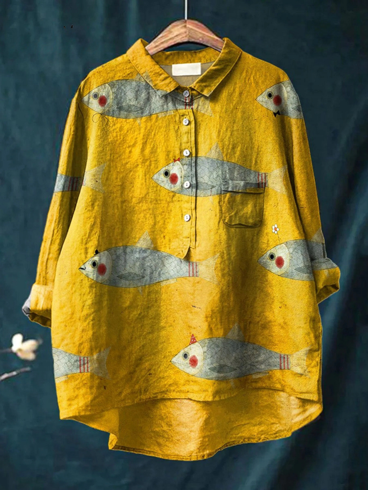 Felicity | Women's Vintage Fish Art Print Casual  Shirt