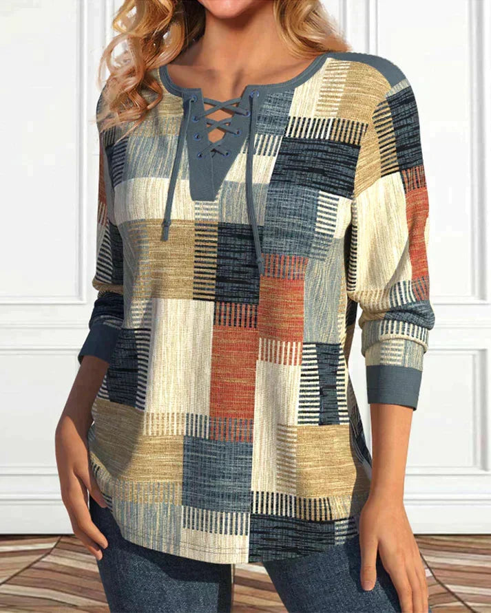 Top with Geometric Print